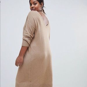 Tan Midi Sweater Dress